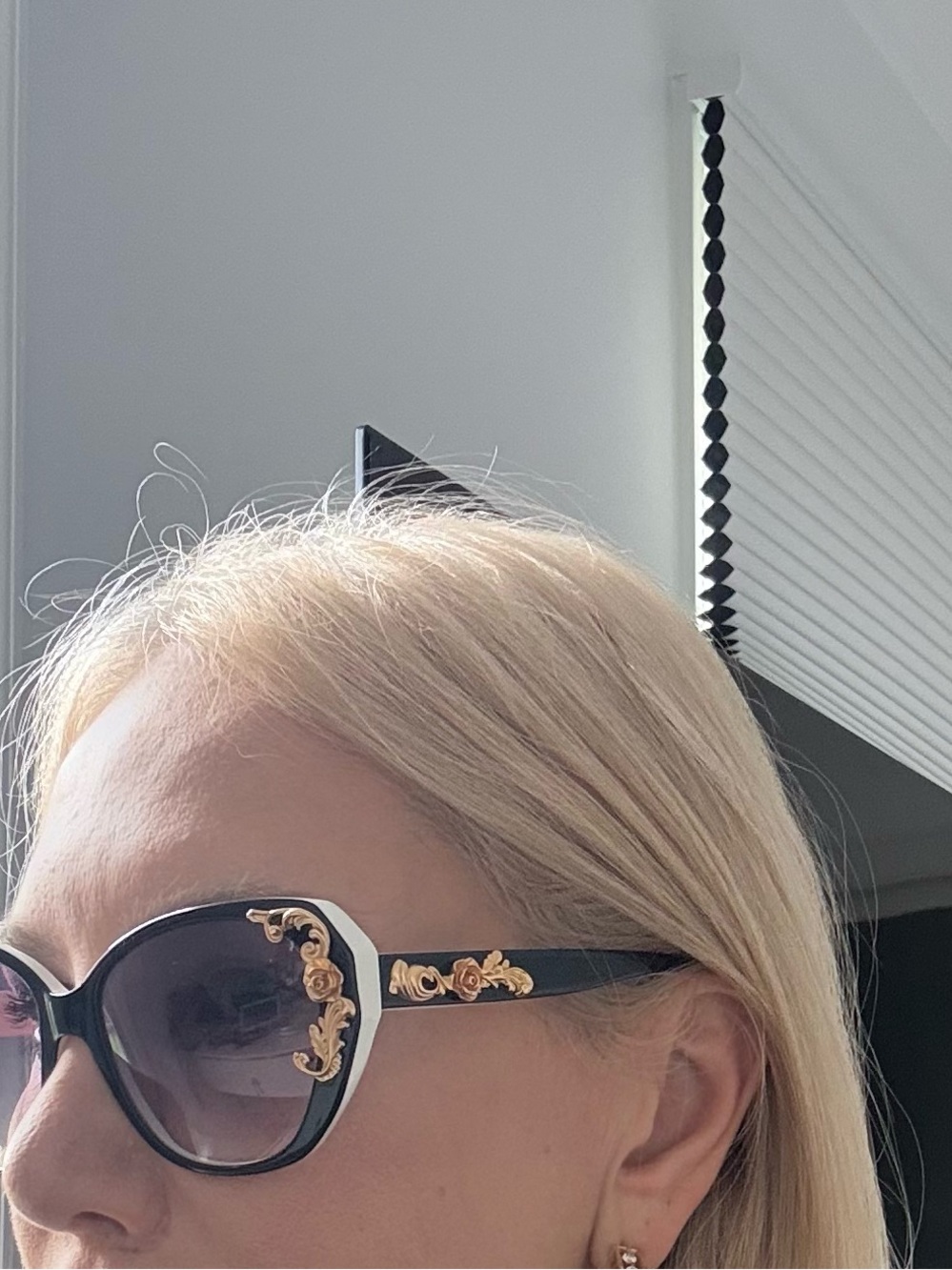 Dolce Gabbana Black, White and Gold  Baroque Floral Accent Sunglasses